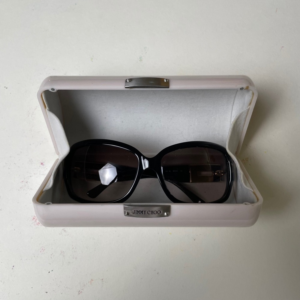 Jimmy Choo Sunglasses Women Black Frames Leopard Accent Designer Shades